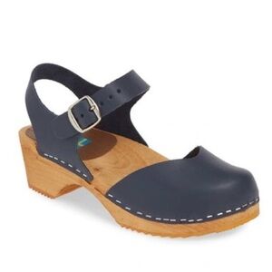 MIA Navy Blue Leather Clogs